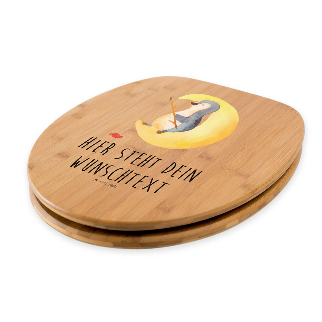 Personalisierter WC Sitz Motiv Pinguin Mond Personalisierter Klodeckel, Toilettendeckel mit Namen, WC Sitz mit Namen, Personalisierte Klobrille, Personalisierter WC-Sitz, Personalisierter Toilettendeckel, Pinguin, Spruch, Einschlafen, Schlafstörungen, Nachtruhe, Pinguine, Schlafzimmer, Gästezimmer, schlafen