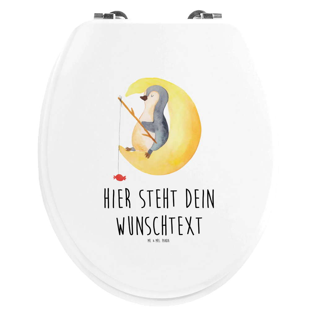 Personalisierter WC Sitz Motiv Pinguin Mond Personalisierter Klodeckel, Toilettendeckel mit Namen, WC Sitz mit Namen, Personalisierte Klobrille, Personalisierter WC-Sitz, Personalisierter Toilettendeckel, Pinguin, Spruch, Einschlafen, Schlafstörungen, Nachtruhe, Pinguine, Schlafzimmer, Gästezimmer, schlafen