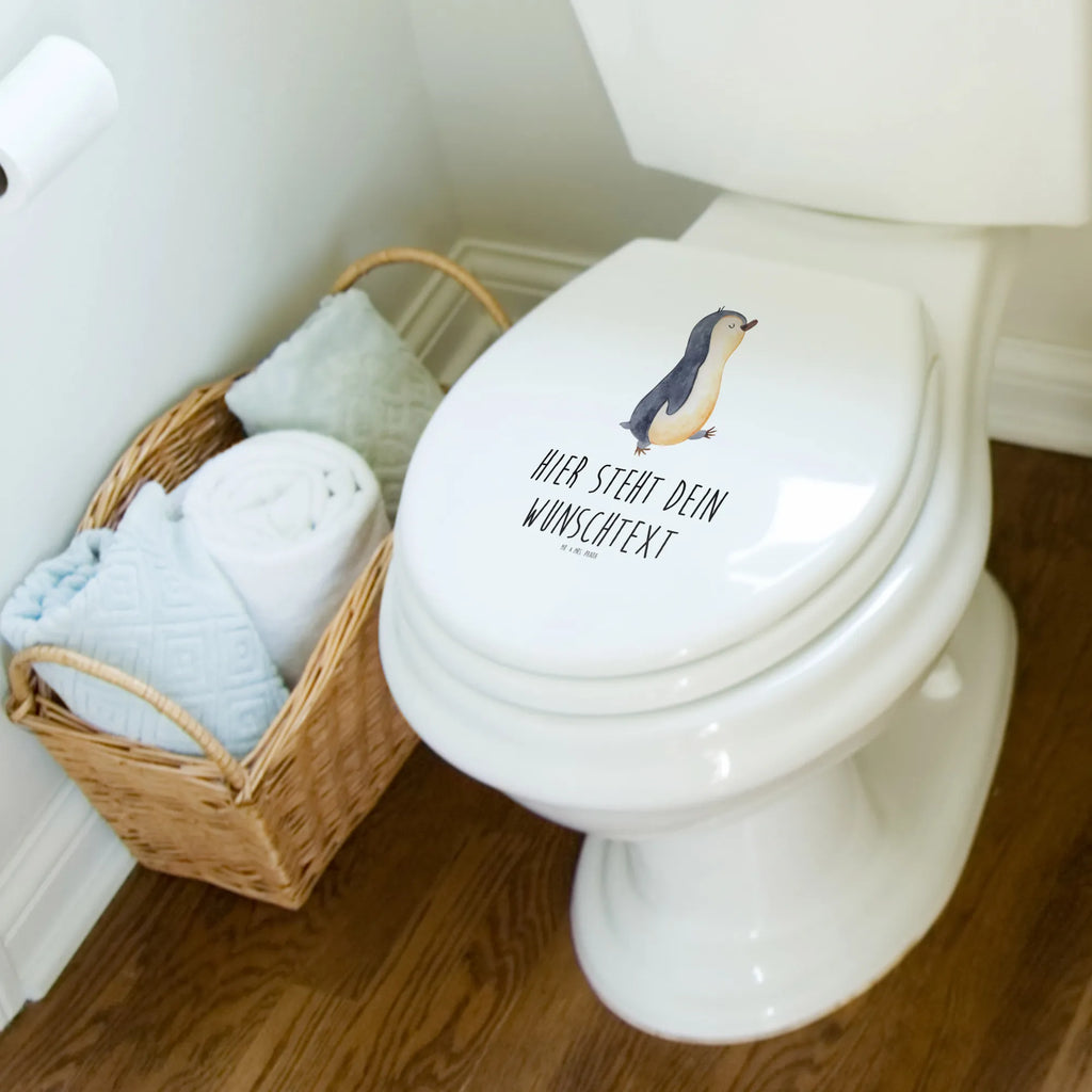 Personalisierter WC Sitz Motiv Pinguin marschierend Personalisierter Toilettendeckel, Toilettendeckel mit Namen, Personalisierte Klobrille, Personalisierter Klodeckel, WC Sitz mit Namen, Personalisierter WC-Sitz, Pinguin, Frühaufsteher, Bruder, Pinguine, Familie, Schwester, Langschläfer