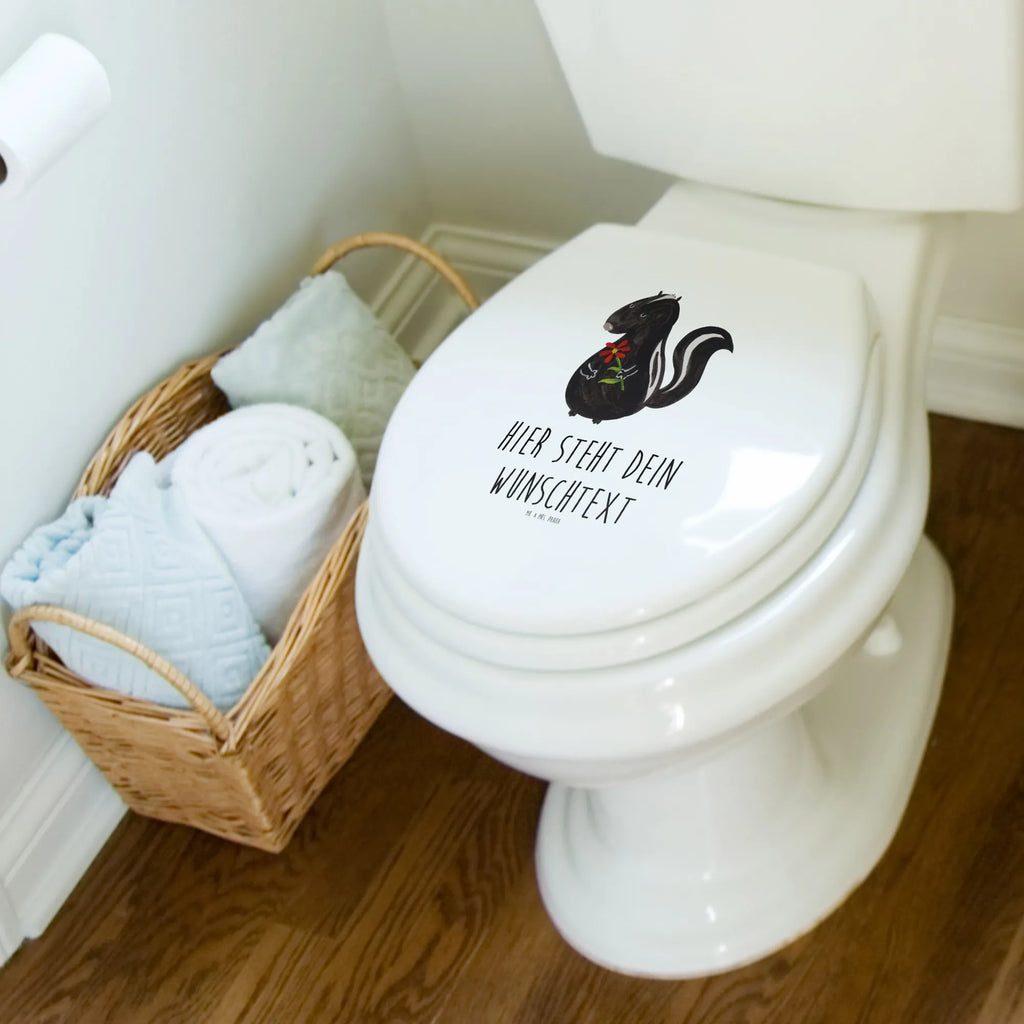 Personalisierter WC Sitz Motiv Stinktier Blume Personalisierte Klobrille, Toilettendeckel mit Namen, WC Sitz mit Namen, Personalisierter Toilettendeckel, Personalisierter WC-Sitz, Personalisierter Klodeckel, Stinktier, Skunk, Tagträumer, Stinker, Dreams, verträumt, Raubtier, Träume, Wildtier, Stinki