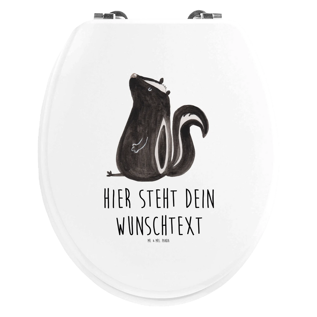 Personalisierter WC Sitz Motiv Stinktier sitzend Toilettendeckel mit Namen, Personalisierte Klobrille, Personalisierter Toilettendeckel, WC Sitz mit Namen, Personalisierter WC-Sitz, Personalisierter Klodeckel, Stinktier, Skunk, Büro, Besserwisser, Recht, Spruch, Raubtier, Stinker, Stinki, Wildtier