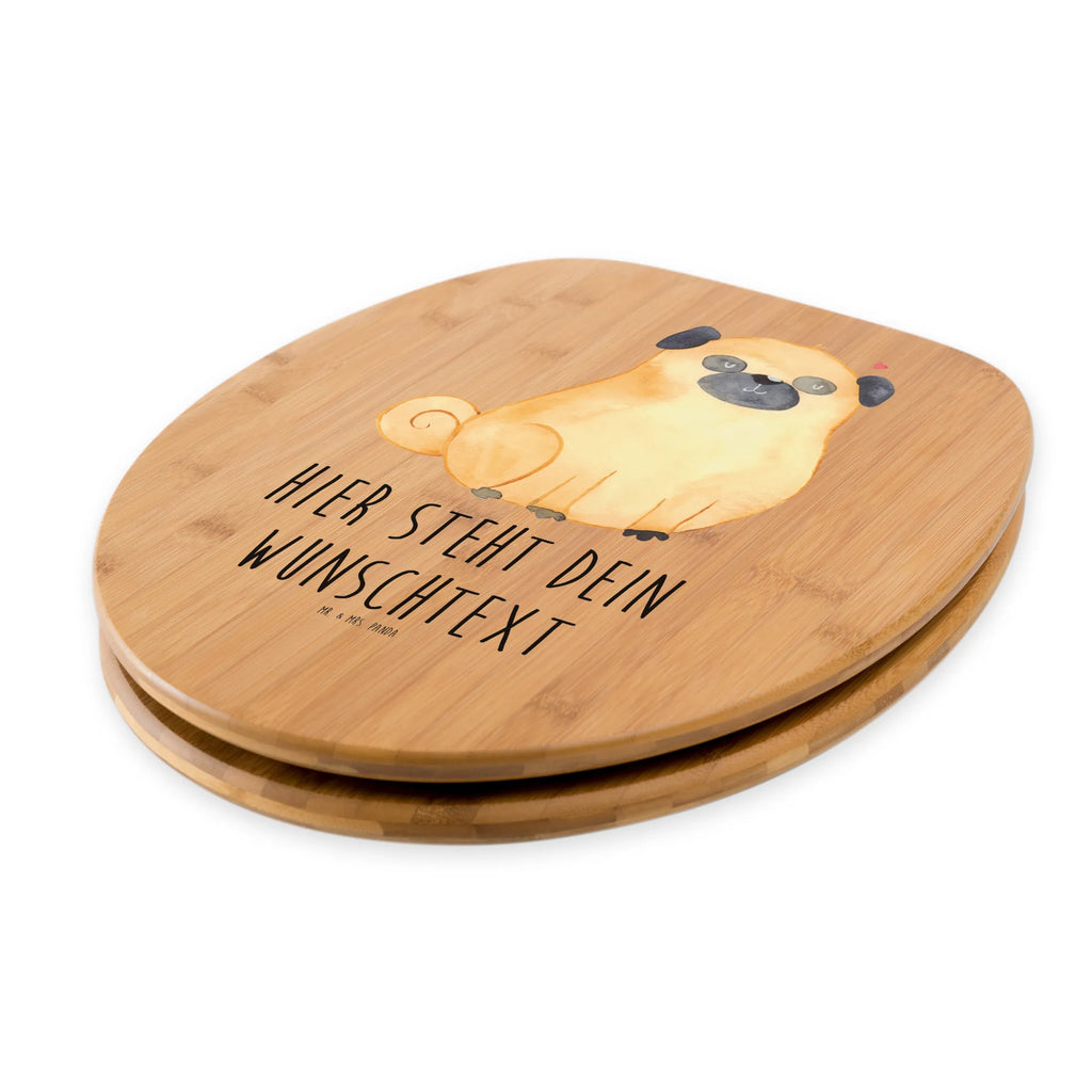 Personalizowany motyw deski WC Mops Pies, motyw psa, zwierzę domowe, rasa psa, miłośnik zwierząt, właściciel psa, powiedzenia