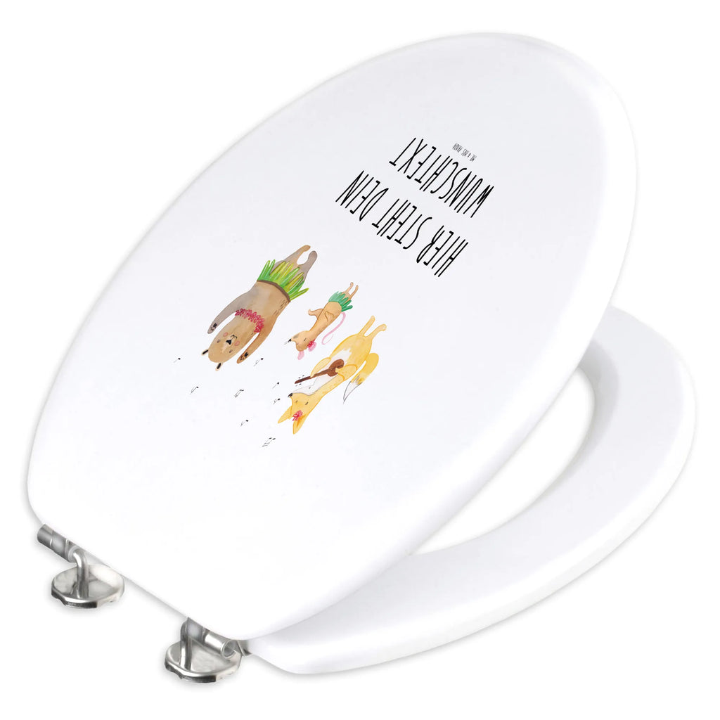 Personalisierter WC Sitz Motiv Waldtiere Aloha Personalisierter WC-Sitz, Personalisierter Klodeckel, Personalisierter Toilettendeckel, Toilettendeckel mit Namen, Personalisierte Klobrille, WC Sitz mit Namen, Tiermotive, Gute Laune, lustige Sprüche, Tiere, Igel, Leben, Musik, Aloha, Bär, Hase, Tanzen, Wald, Waldtiere, Lachen