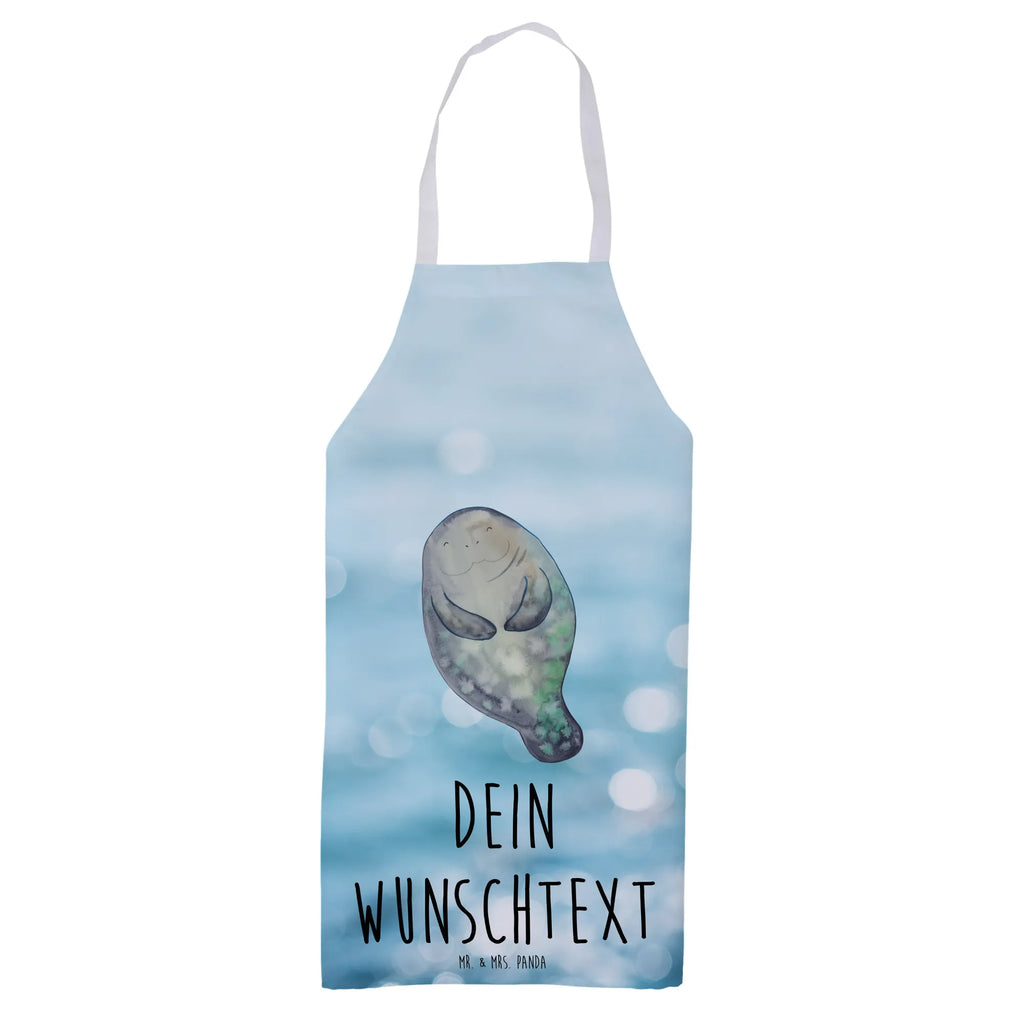Personalized Cooking Apron manatee happy Seafood, aquatic animals, ocean, sea, fish, shells, corals, reef, whale, narwhal, sea urchin, lobster, platypus, turtle, manatee, crocodile, orca, shrimp, gifts for seafood lovers, water world, underwater animals, underwater world, vacation, deep sea, seafood fans, gift ideas, seafood decoration, seafood posters, New beginning, Satisfaction, Manatees, Girlfriend, Self-love, Carefulness, Lovesickness, New start, Respect, Manatee
