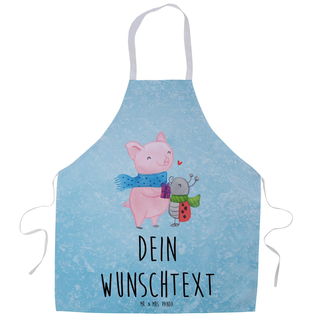 Personalized Cooking Apron Glow Pig Snuggle Winter, Christmas, Christmas time, snow