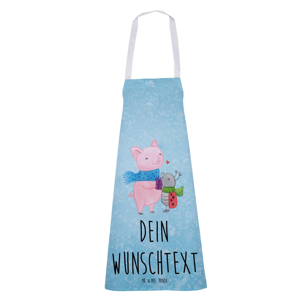 Personalized Cooking Apron Glow Pig Snuggle Winter, Christmas, Christmas time, snow