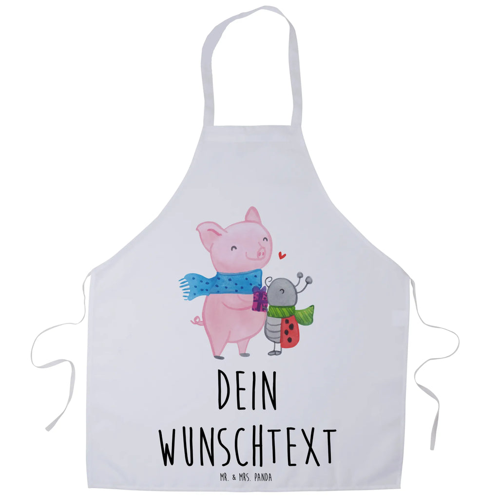 Personalized Cooking Apron Glow Pig Snuggle Winter, Christmas, Christmas time, snow