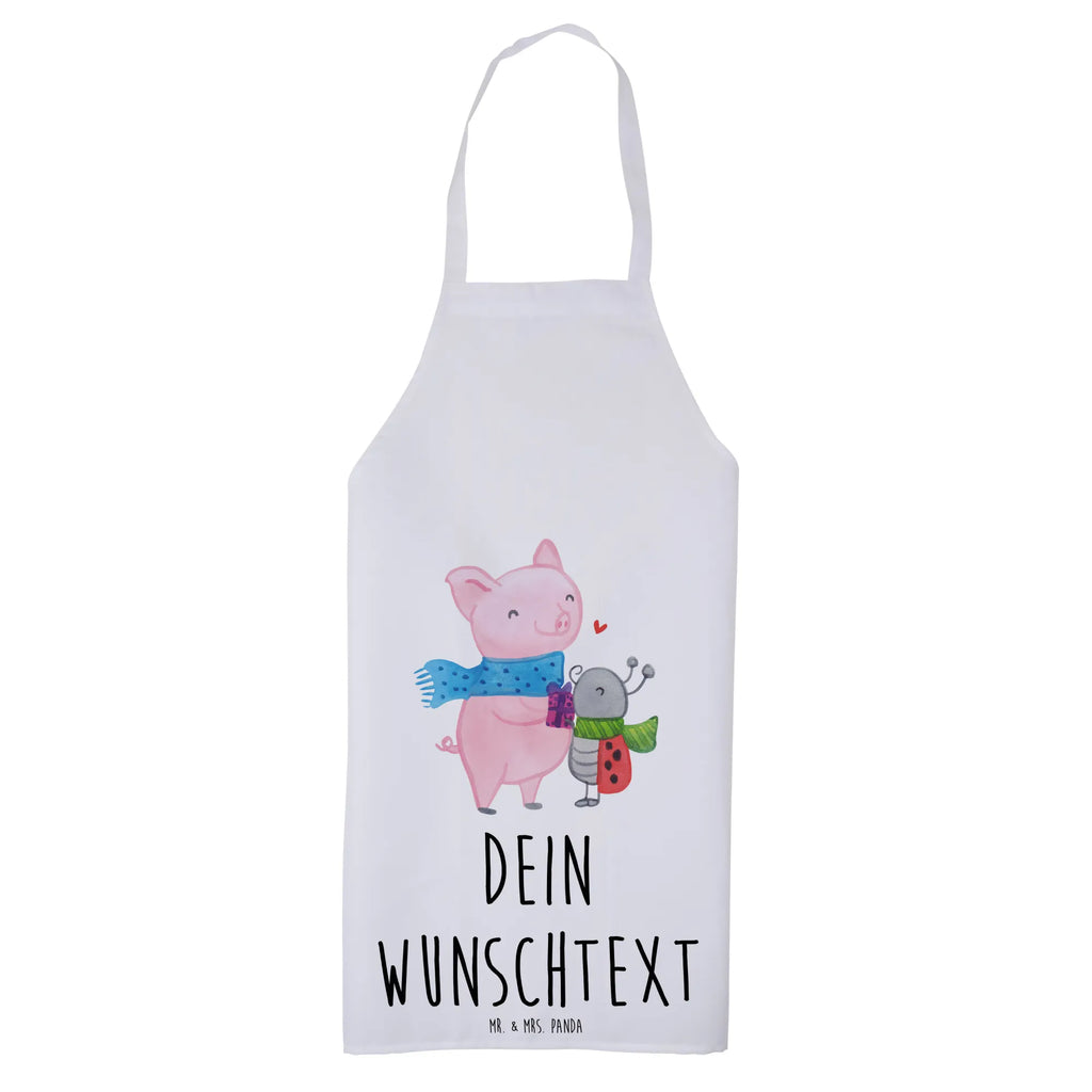 Personalized Cooking Apron Glow Pig Snuggle Winter, Christmas, Christmas time, snow