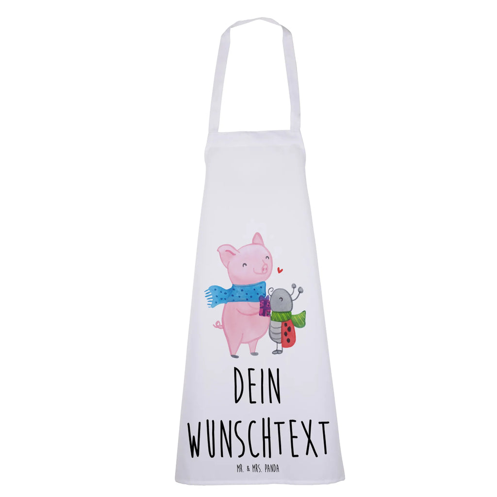 Personalized Cooking Apron Glow Pig Snuggle Winter, Christmas, Christmas time, snow
