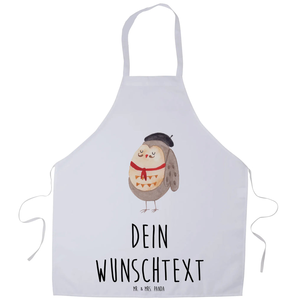 Personalized Cooking Apron Owl France owl, forest animal, bird, nocturnal, gift ideas, birthday present, illustrated, funny, romantic gift, owl decor, Owl decoration, Say beautiful, Owl, La vie est belle, Owls, Life is beautiful, hibou, France, Say French