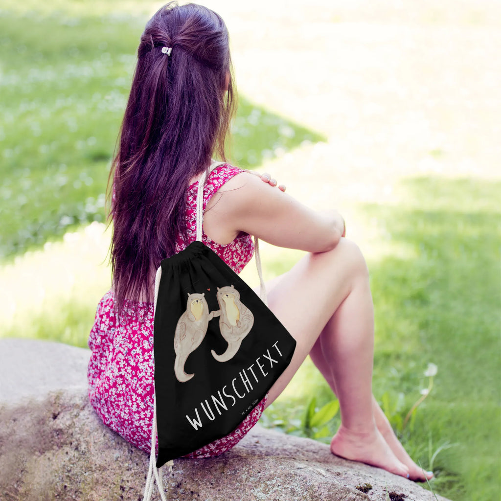Personalized Sports Bag otter holding hands otter, marten, sea otter, European otter, water mammal, aquatic animal, baby otter, predator, water, otter gifts, animal lover, gift ideas for animal lovers, animal, mammal, water animal, gifts for people in love, Otter Sea Otter Lake Otter