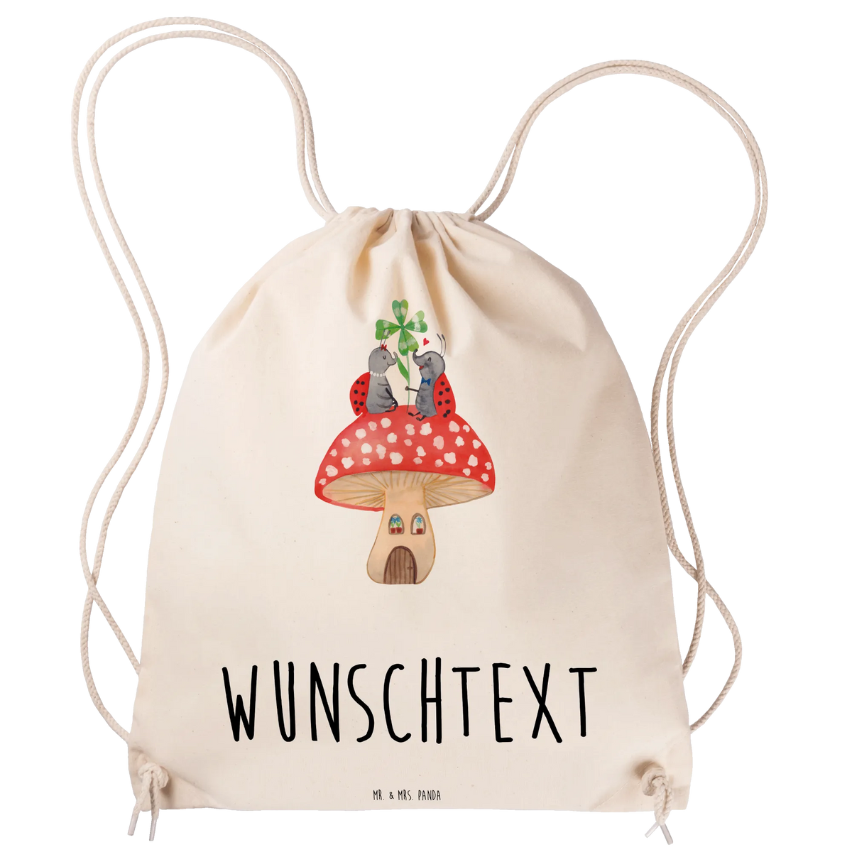 Personalized Sports Bag ladybug toadstool small animals, cute, funny, cute animal motives, hand drawn, small world, funny sayings, good mood, happy, gifts, gift ideas, special gifts, animal lover, card, ladybird, toadstool, house, at home, house of fleshy fungi, flat
