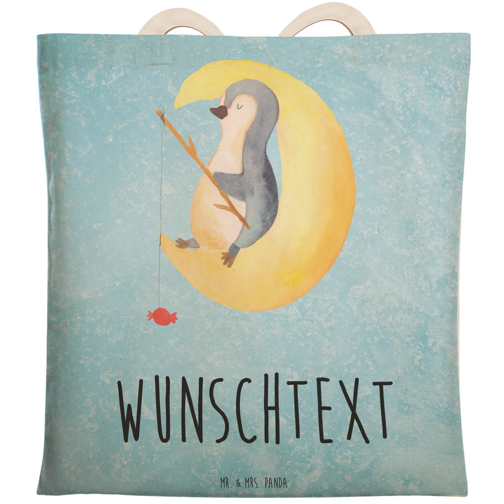 Personalized Shopping Bag Penguin moon Penguin, North Pole, Winter, Penguins, sleep, falling asleep, saying, night's rest, bedroom, guest room, insomnia, penguins