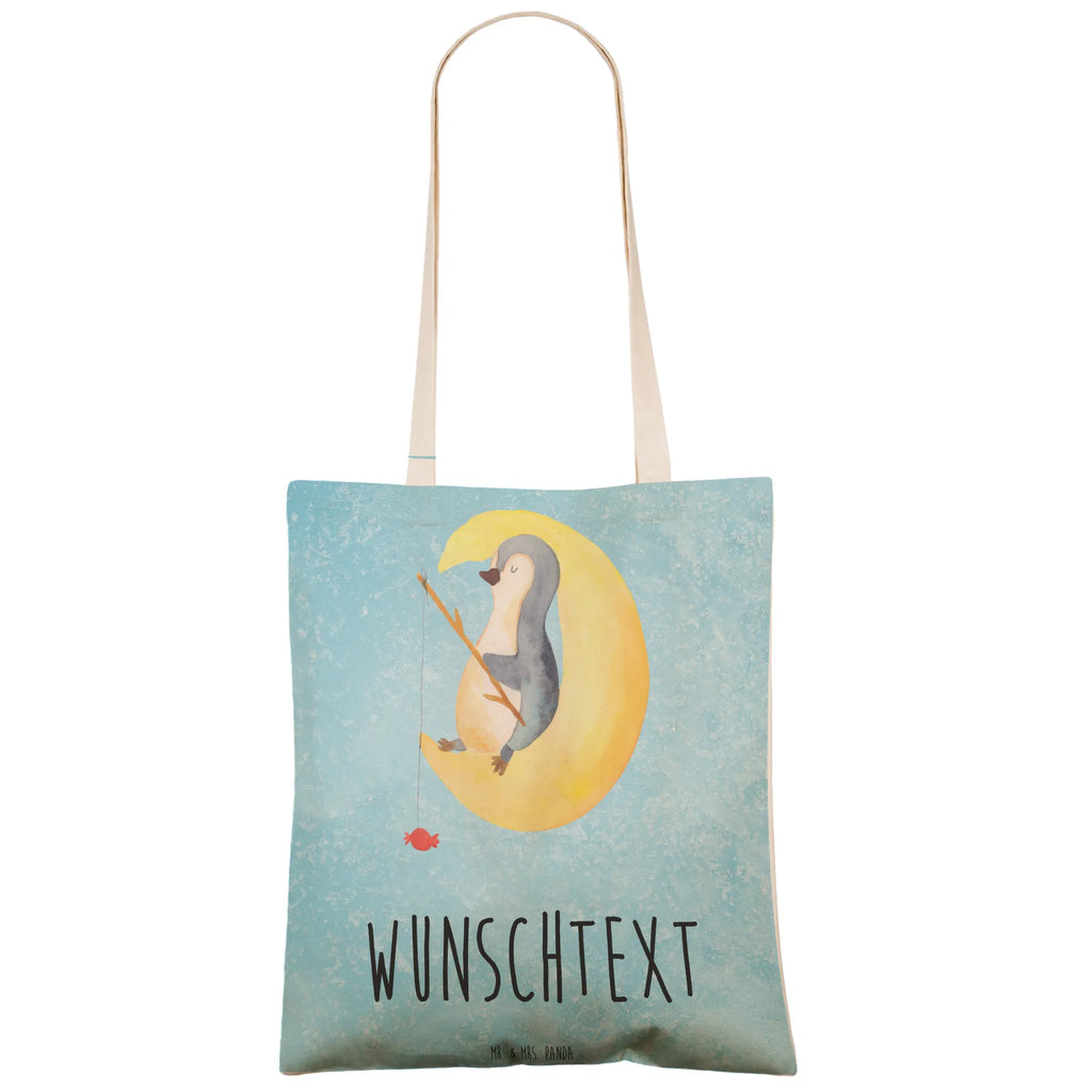Personalized Shopping Bag Penguin moon Penguin, North Pole, Winter, Penguins, sleep, falling asleep, saying, night's rest, bedroom, guest room, insomnia, penguins