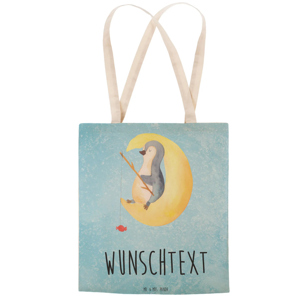 Personalized Shopping Bag Penguin moon Penguin, North Pole, Winter, Penguins, sleep, falling asleep, saying, night's rest, bedroom, guest room, insomnia, penguins