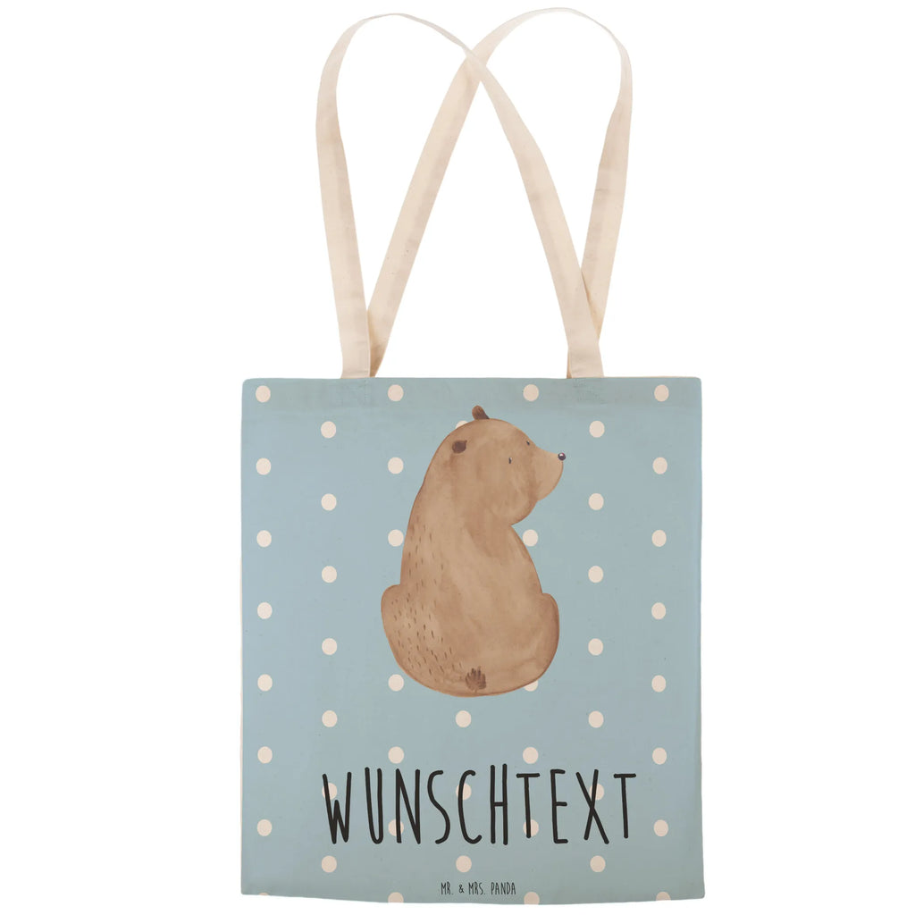 Personalizowana torba na zakupy niedźwiedź spojrzenie przez ramię Niedźwiedź, Miś, Pluszowy miś