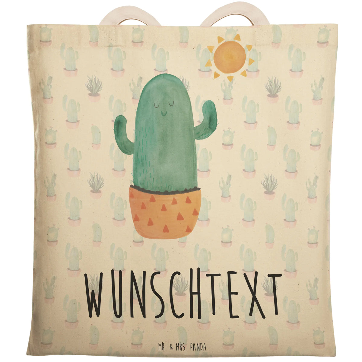 Personalisierte Einkaufstasche Kaktus Sonne