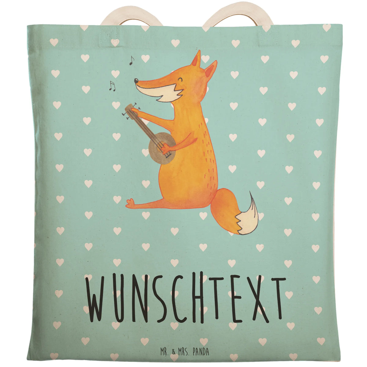 Personalized Shopping Bag Fox guitar animal lover, foxes, forest wildlife, clever as a fox, gift musician, musician, singer, guitar, music saying