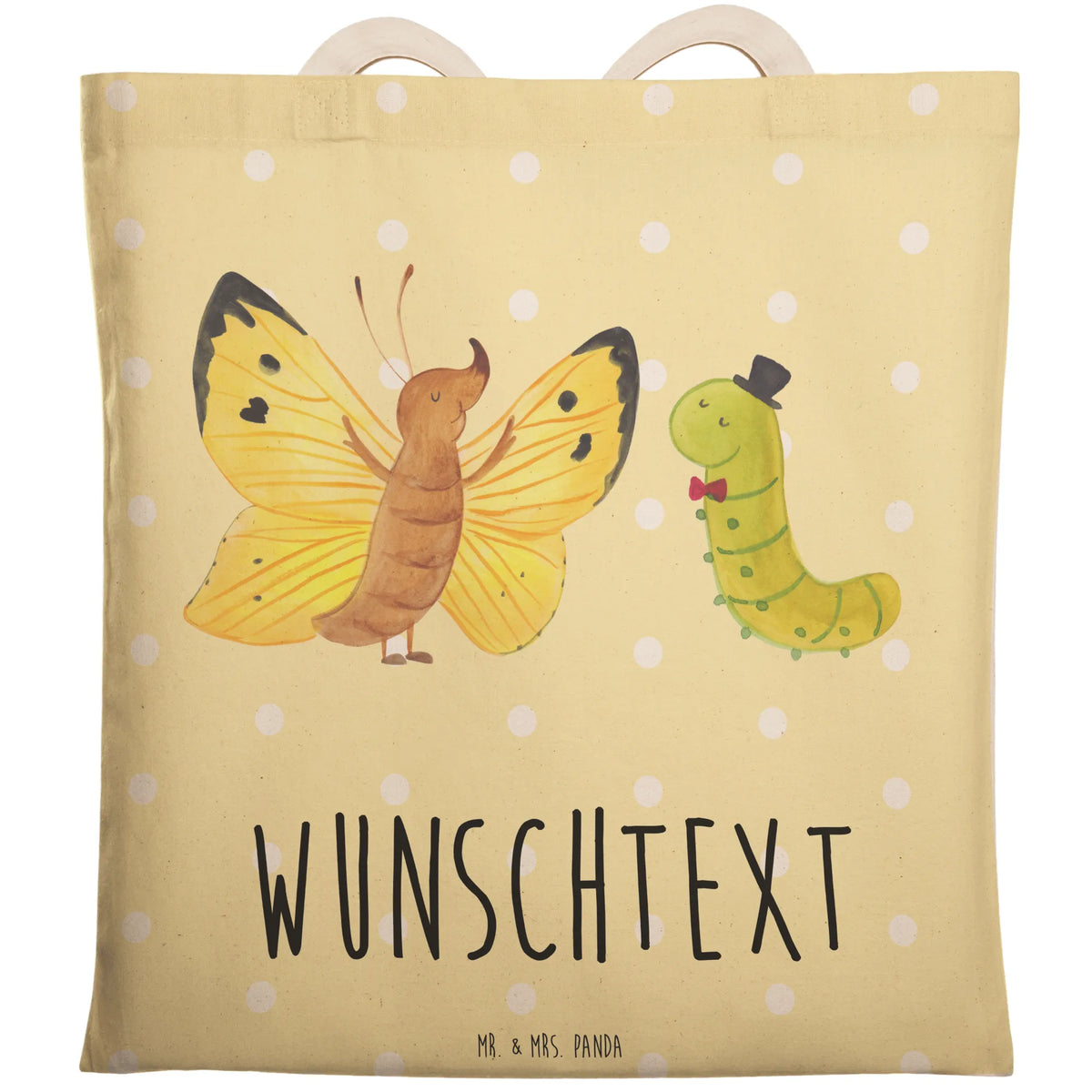 Personalized Shopping Bag Caterpillar butterfly small animals, cute, funny, cute animal motives, hand drawn, small world, funny sayings, good mood, happy, gifts, gift ideas, special gifts, animal lover, card, butterfly, growing up, Caterpillar, hat, cocoon, beauty, development, lemon butterfly