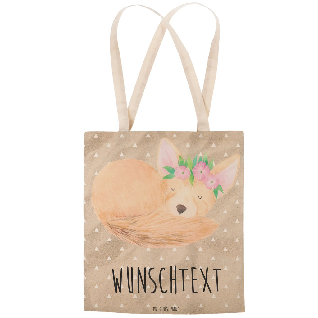 Personalized Shopping Bag desert fox Flower Africa, happy, flowers, wreath of flowers, desert fox, desert