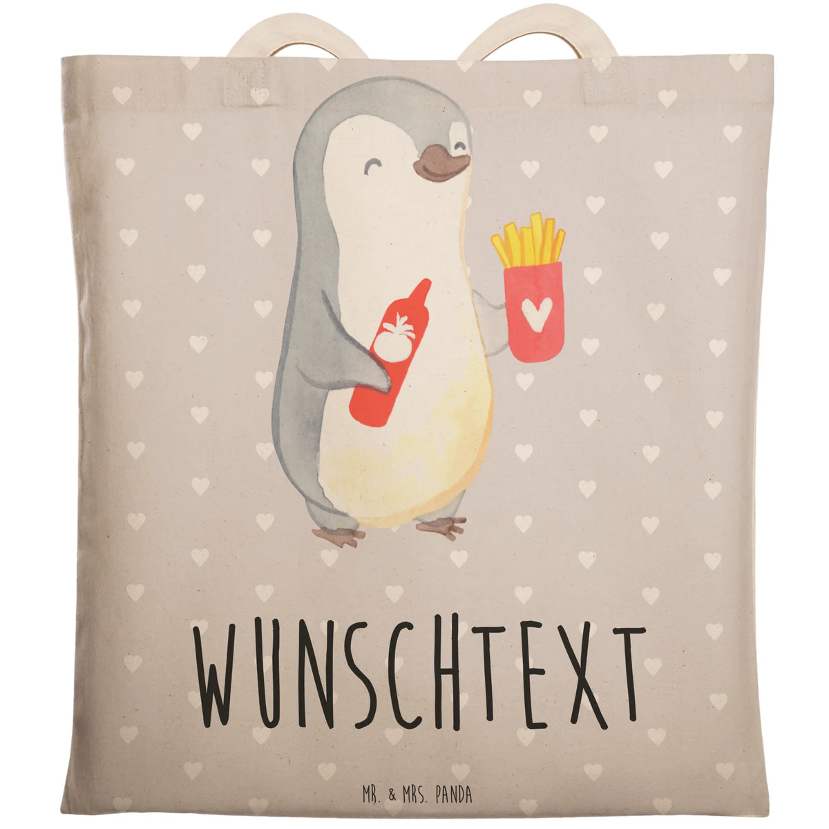 Personalized Shopping Bag penguin French fries Love, Loving, Two, Together, Marriage, Engagement, Proposal of marriage, Love gift, gift for her, gift for him, anniversary gift, Valentine's Day Gift for Women Love Gift Anniversary Wedding Anniversary Party Favor Gift for Girlfriend Gift for Partner Boyfriend Gift Token of Love for Men for Husband