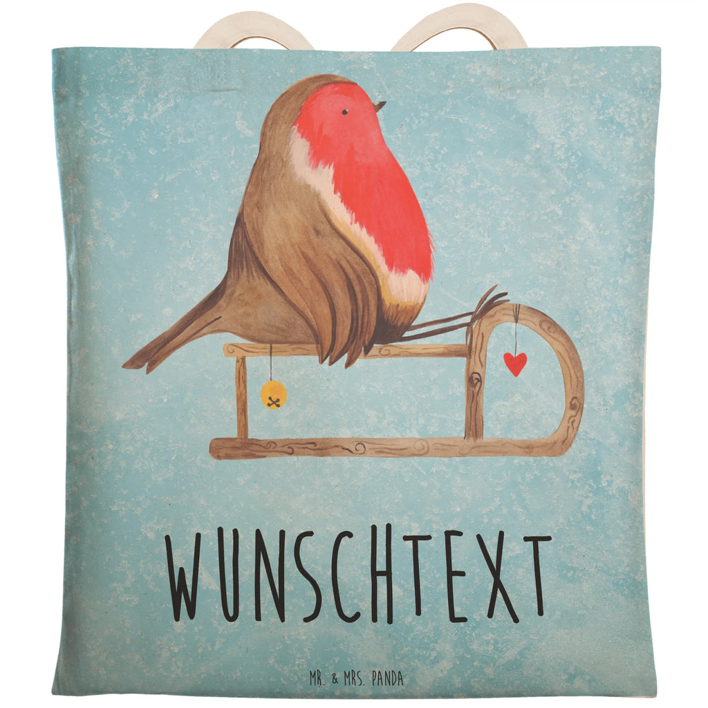 Personalized Shopping Bag robin Sleds Winter, Christmas, Christmas time, snow, bird, sleigh