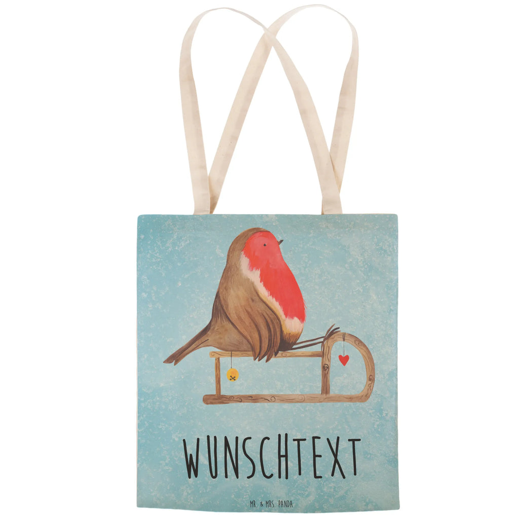 Personalized Shopping Bag robin Sleds Winter, Christmas, Christmas time, snow, bird, sleigh