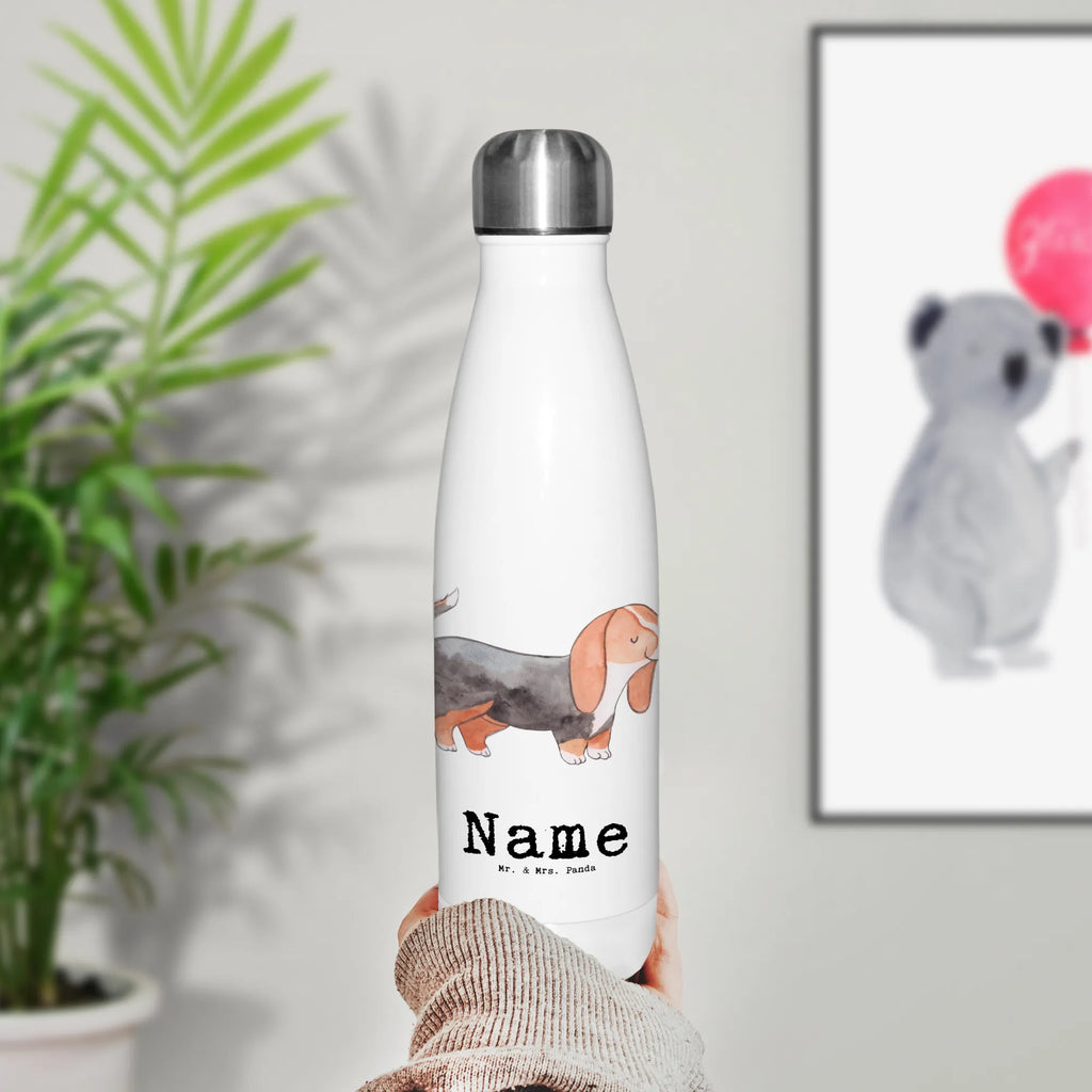 Personalised insulated bottle Basset Hound Lifesaver Dog, dog breed, purebred dog, dog owner, gift, animal lover, giving, puppy