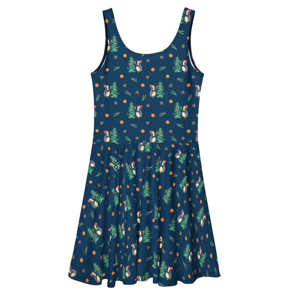 Sommerkleid Pinguin Weihnachtsbaum Muster Skaterkleid, Kleid, Sommerkleid, Winter, Weihnachten, Weihnachtsdeko, Nikolaus, Advent, Heiligabend, Wintermotiv, Pinguin