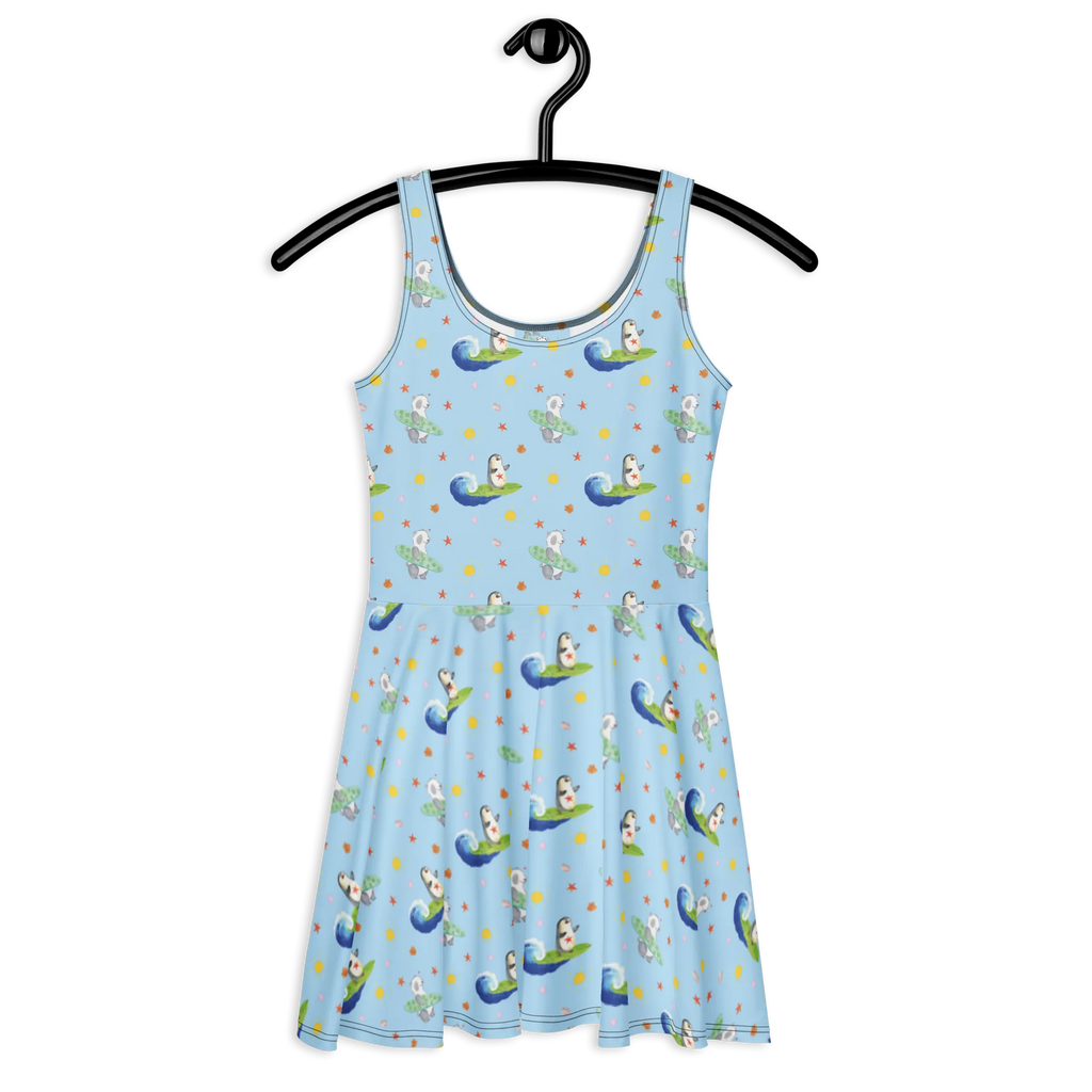 Sommerkleid Pinguin Surfer Muster Sommerkleid, Kleid, Skaterkleid, Pinguin, Portugal, Urlaub, Pinguine, Wellen, Hawaii, Surfer, Surfen, Wellen Reiten