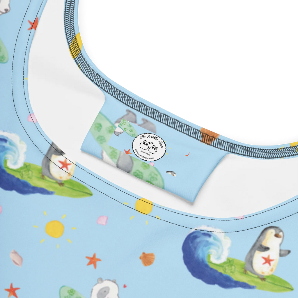 Sommerkleid Pinguin Surfer Muster Sommerkleid, Kleid, Skaterkleid, Pinguin, Portugal, Urlaub, Pinguine, Wellen, Hawaii, Surfer, Surfen, Wellen Reiten