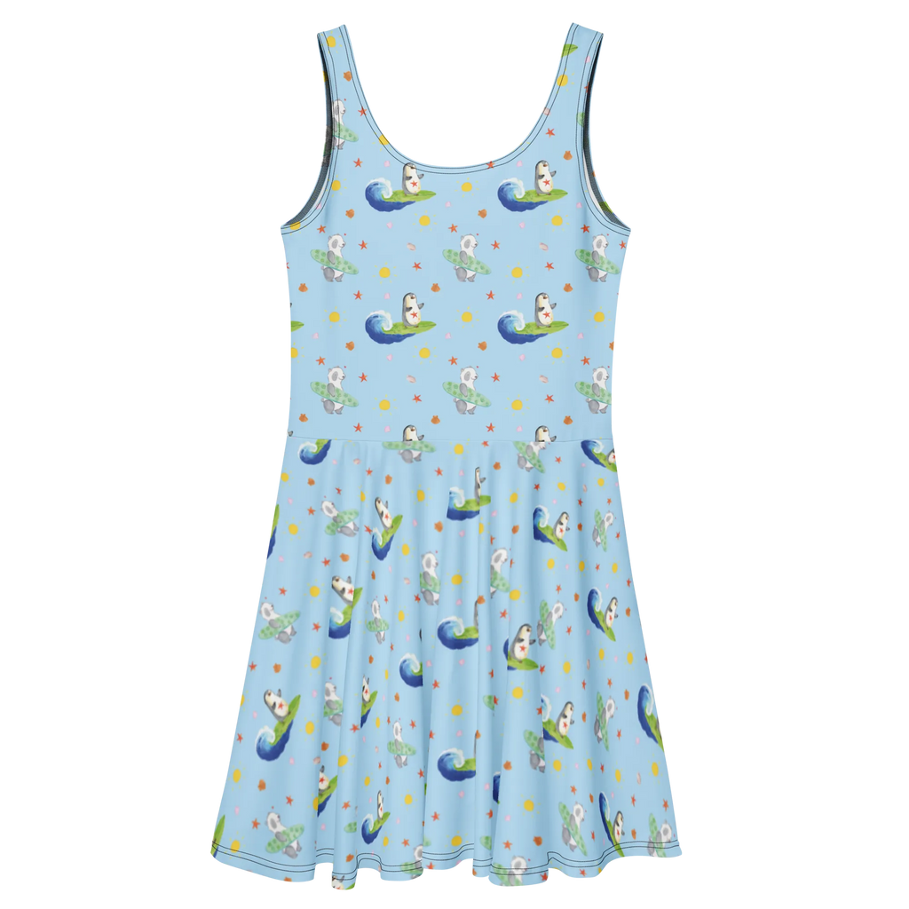 Sommerkleid Pinguin Surfer Muster Sommerkleid, Kleid, Skaterkleid, Pinguin, Portugal, Urlaub, Pinguine, Wellen, Hawaii, Surfer, Surfen, Wellen Reiten