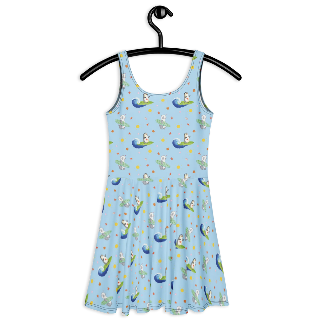 Sommerkleid Pinguin Surfer Muster Sommerkleid, Kleid, Skaterkleid, Pinguin, Portugal, Urlaub, Pinguine, Wellen, Hawaii, Surfer, Surfen, Wellen Reiten
