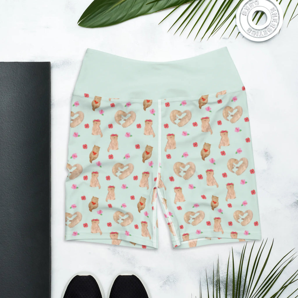 Yoga Shorts Otter Herz Muster Sportbekleidung, Sportshorts, Yoga Shorts Damen, Fitnesshose, Sportshorts Damen, Yoga Shorts, Sporthose, Yogashorts, Yogabekleidung, Otter, Seeotter, Fischotter, Herz, Bessere Hälfte, Jahrestag, Gemeinsames Leben, Love You, Liebesgeschenk, Verlobung, Liebesbeweis, Hochzeitstag, Liebe