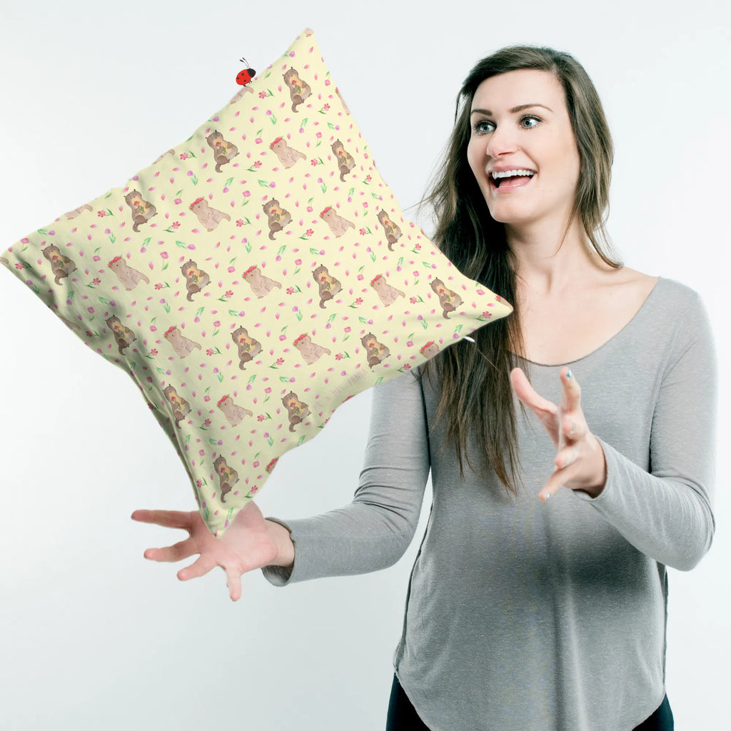 Cushion otter Bunch of flowers 40 x 40, 40x40, pillows, fluffy, sofa, cushion, soft, settee, pillow case, bed, pad, couch, Pillow, bedroom, otter, marten, sea otter, European otter, water mammal, aquatic animal, baby otter, predator, water, otter gifts, animal lover, gift ideas for animal lovers, animal, mammal, water animal, gifts for people in love, Otter Sea Otter Lake Otter