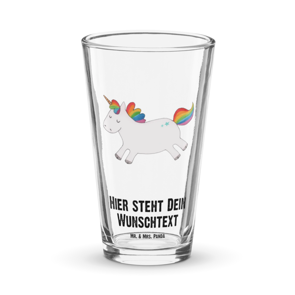 Personalisiertes Trinkglas Einhorn Happy