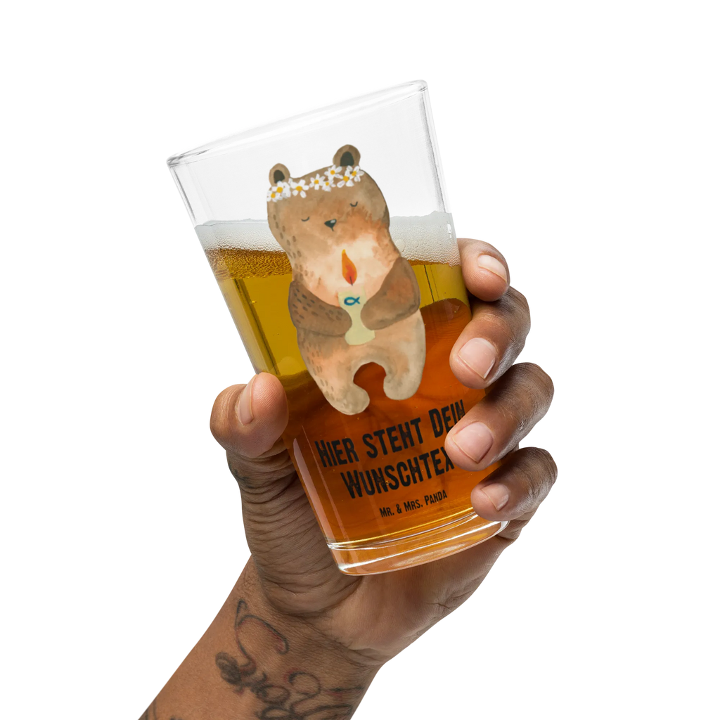 Personalized Drinking Glass bear communion bear, teddy, teddy bear, cuddly toy, communion, catholic, baptismal candle, God's blessing