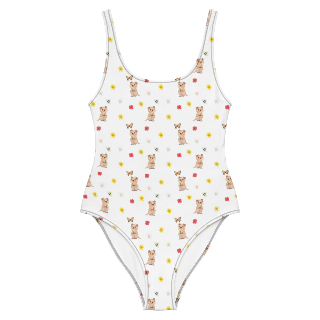 Swimsuit Quokka Happy Bademode, Badebekleidung, Swimsuit, Badeanzug, Rückenfreier Badeanzug, Luxus-Bademode, Tiermotive, Gute Laune, lustige Sprüche, Tiere, Verschieben, Quokka, Lustiger Spruch, Aufschieberitis, Niedliches Tier, Dinge erledigen