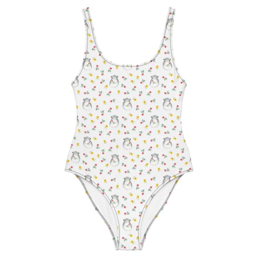 Swimsuit chinchilla flower Luxus-Bademode, Bademode, Badebekleidung, Badeanzug, Rückenfreier Badeanzug, Swimsuit, Tiere, Tiermotive, Lustige Sprüche, Gute Laune, Chinchilla, Kummer, Liebeskummer, Büro, Büroalltag, Chaos, Glücklichsein, Chinchillas, Depressionen, traurig sein