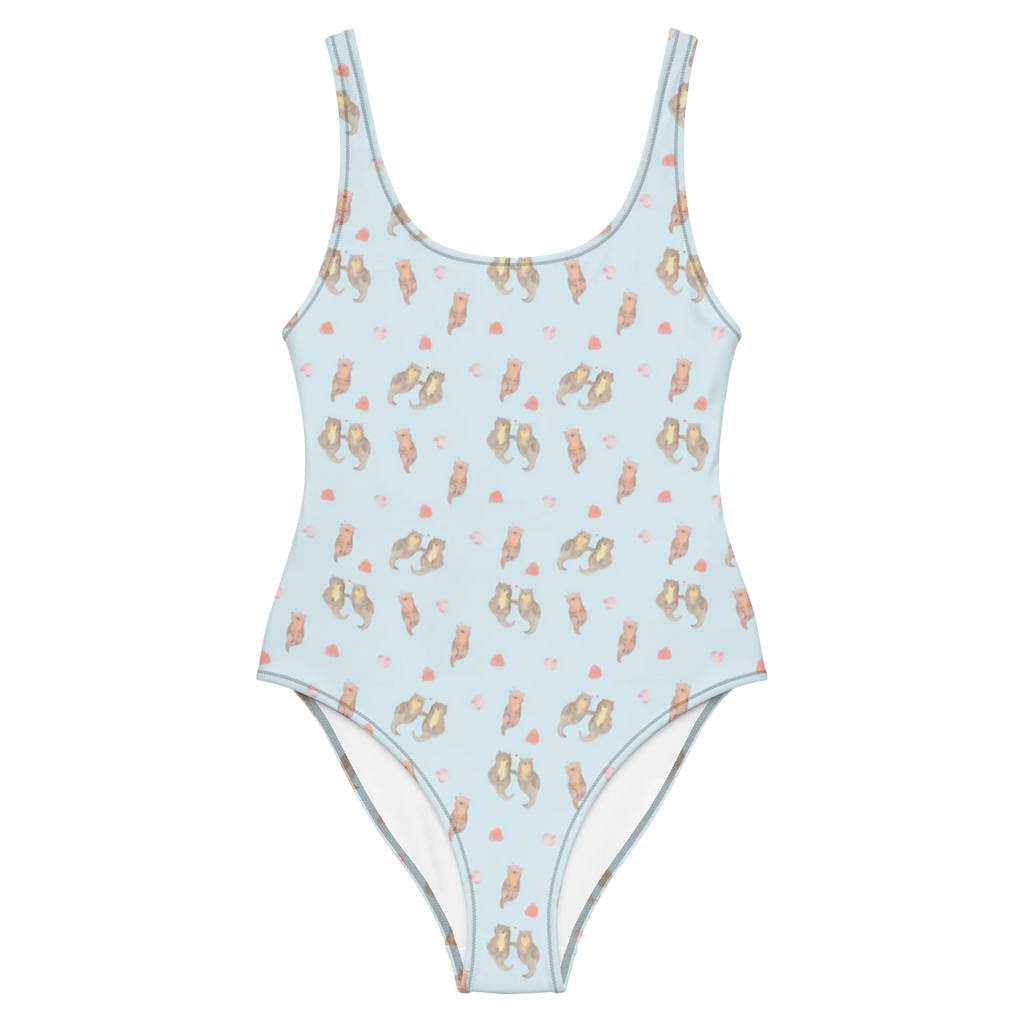 Badeanzug Otter Hände halten Muster Swimsuit, Bademode, Luxus-Bademode, Badebekleidung, Badeanzug, Rückenfreier Badeanzug, Fischotter, Seeotter, Otter, Otter Seeotter See Otter