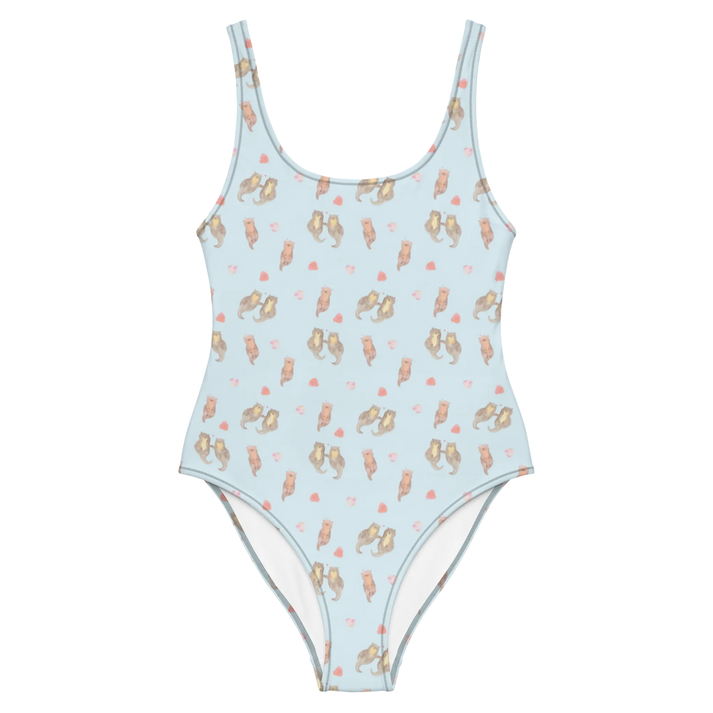 Badeanzug Otter Hände halten Muster Swimsuit, Bademode, Luxus-Bademode, Badebekleidung, Badeanzug, Rückenfreier Badeanzug, Fischotter, Seeotter, Otter, Otter Seeotter See Otter