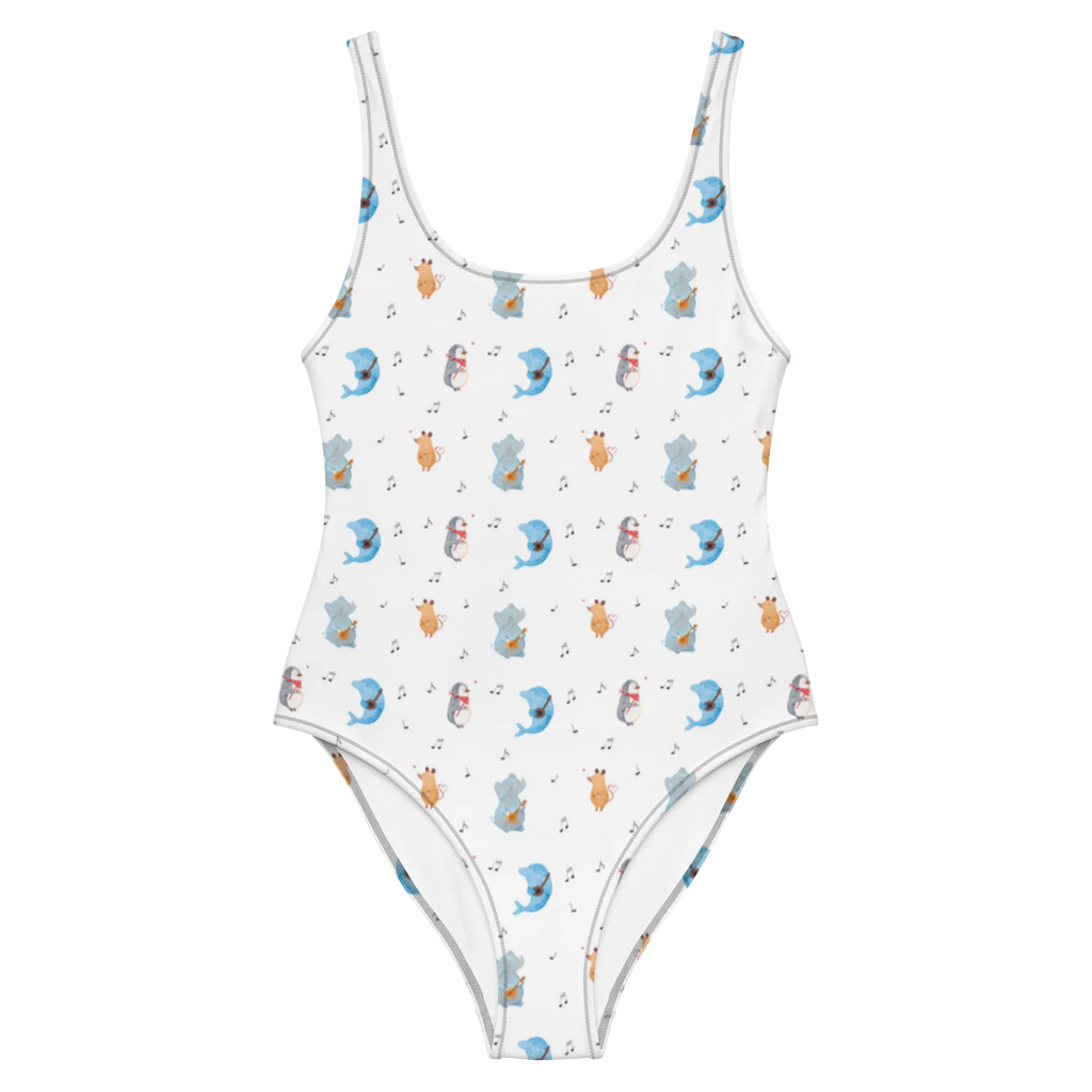 Swimsuit Big tape small animals, cute, funny, cute animal motives, hand drawn, small world, funny sayings, good mood, happy, gifts, gift ideas, special gifts, animal lover, card, guitar, musicians, dolphin, music, penguin, triangle, mouse, elephant, dog, band