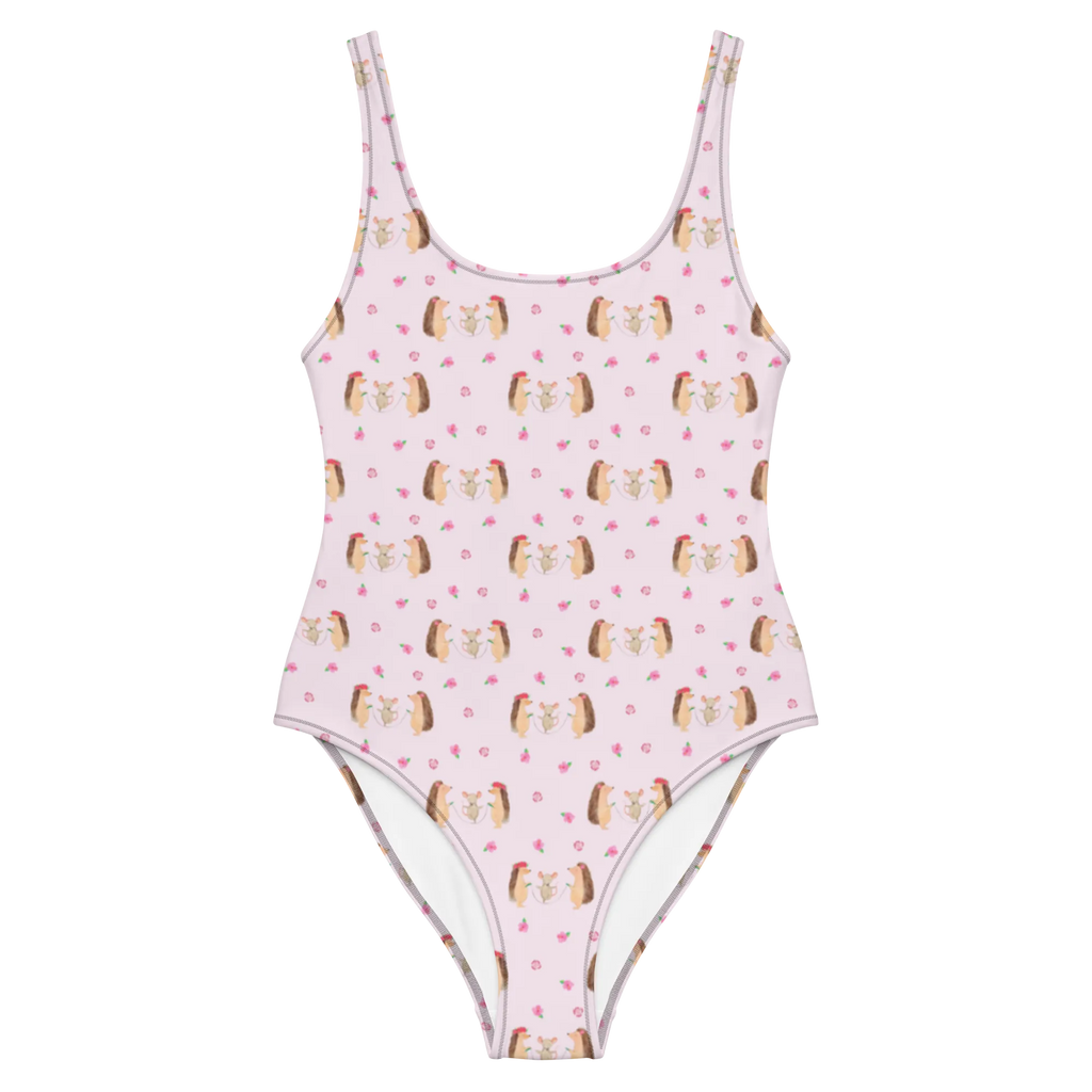 Swimsuit Hedgehog skipping small animals, cute, funny, cute animal motives, hand drawn, small world, funny sayings, good mood, happy, gifts, gift ideas, special gifts, animal lover, card, rope skipping, mouse, children, hedgehog, kindergarten