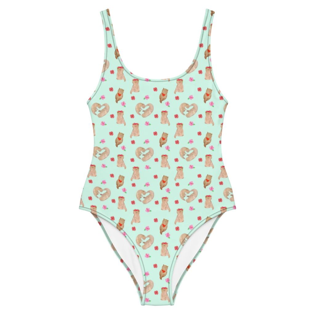 Swimsuit otter Heart Rückenfreier Badeanzug, Luxus-Bademode, Badebekleidung, Swimsuit, Bademode, Badeanzug, Otter, Fischotter, Seeotter, Hochzeitstag, Bessere Hälfte, Liebe, Love you, gemeinsames Leben, Liebesbeweis, Verlobung, Jahrestag, Herz, Liebesgeschenk