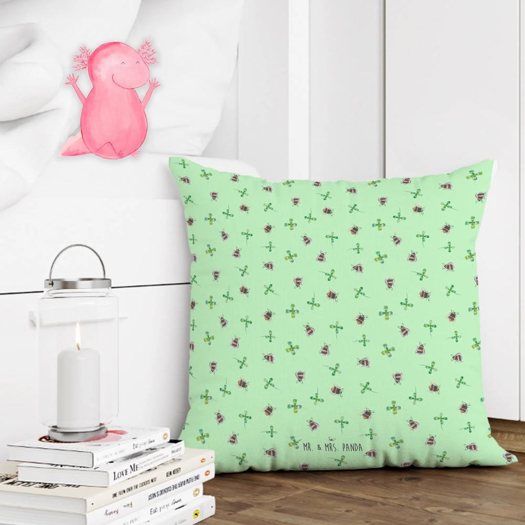 Cushion bumblebees shamrock settee, bedroom, pad, Pillow, 40 x 40, pillow case, soft, couch, 40x40, pillows, sofa, fluffy, cushion, bed, small animals, cute, funny, cute animal motives, hand drawn, small world, funny sayings, good mood, happy, gifts, gift ideas, special gifts, animal lover, card, become happy, saying happy, bee, bumblebee, bee decoration, saying positive, saying beautiful, be happy