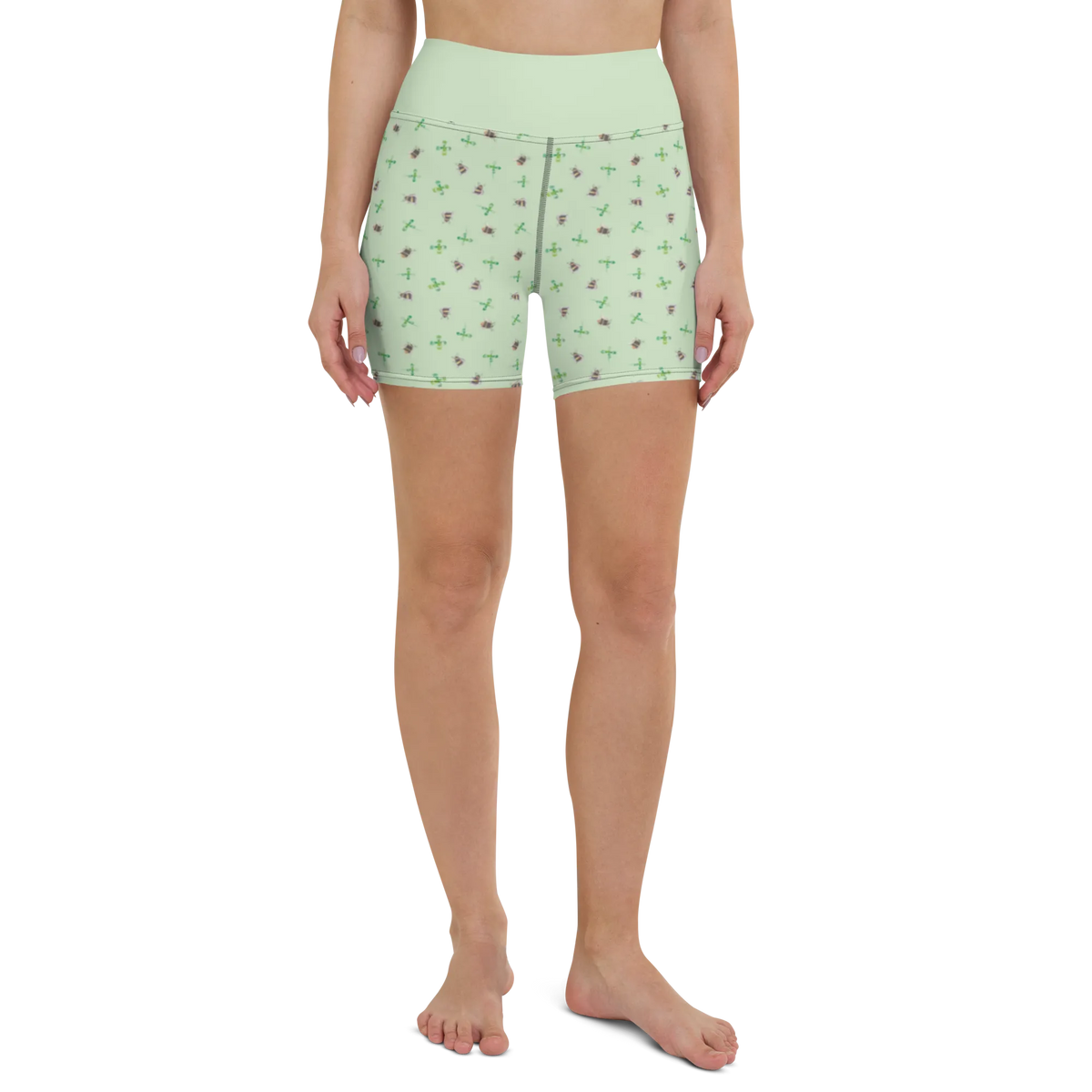 Yoga Shorts bumblebees shamrock small animals, card, gifts, gift ideas, animal lover, special gifts, good mood, funny sayings, hand drawn, cute animal motives, cute, become happy, bee decoration, saying positive, be happy, saying happy, saying beautiful, bumblebee