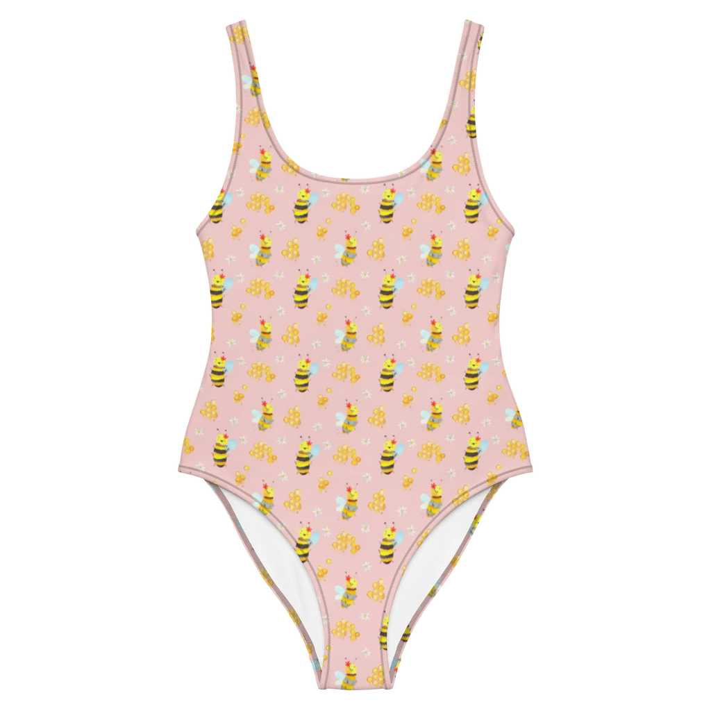 Badeanzug Biene Happy Muster Rückenfreier Badeanzug, Swimsuit, Luxus-Bademode, Bademode, Badeanzug, Badebekleidung, Biene, Hummel, Wespe