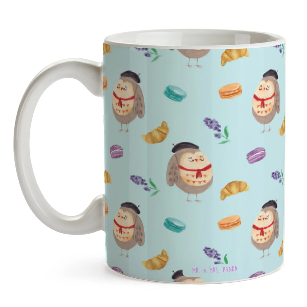 Tasse Eule Frankreich Muster Geschenktasse, Bürotasse, Tasse mit Zitaten, Tasse, Teetasse, Tasse mit Motiven, Keramiktasse, Porzellantasse, Kaffeetasse, Eule, Frankreich, Spruch schön, Spruch Französisch, Owl, das Leben ist schön, Eule Deko, hibou, La vie est belle, Eulen