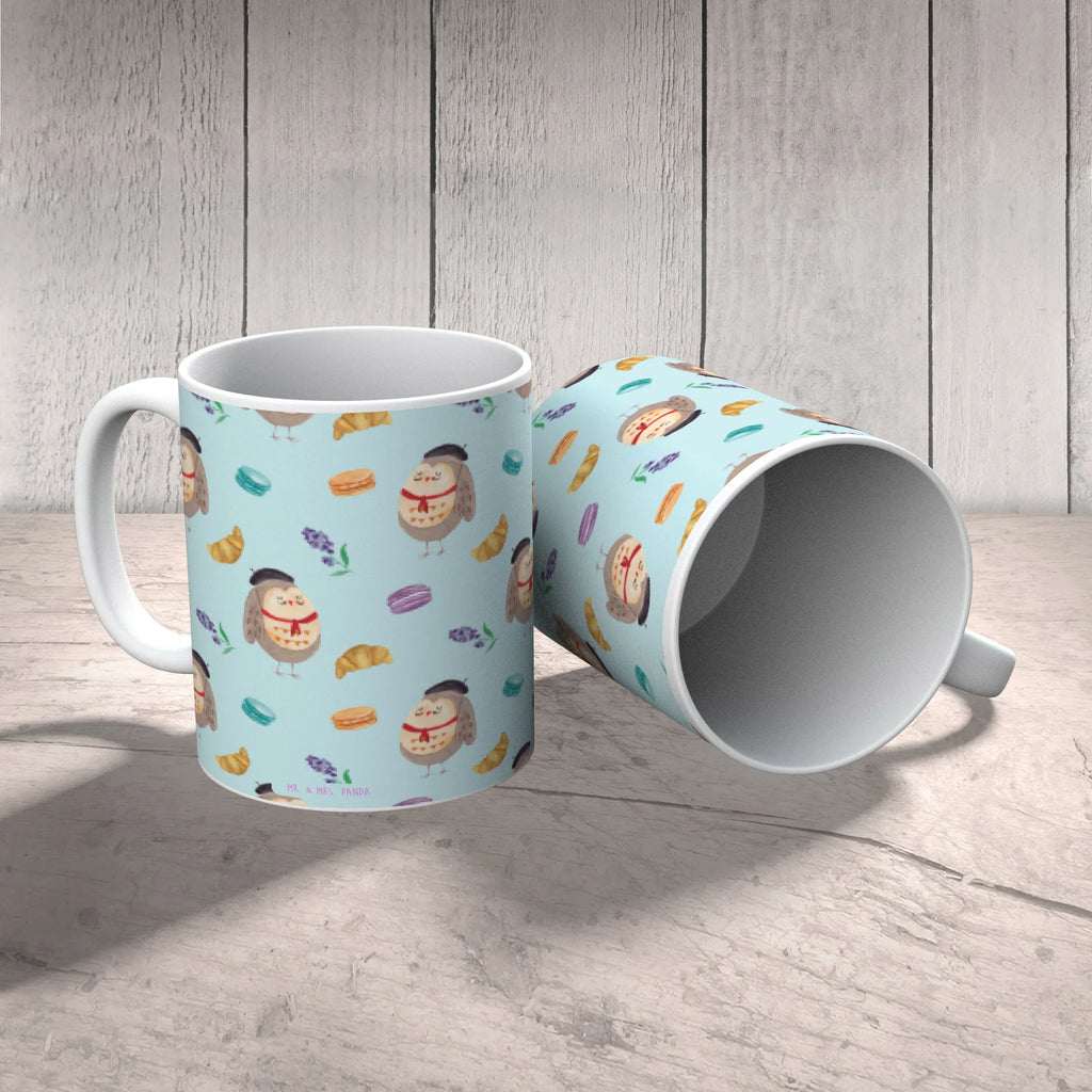Tasse Eule Frankreich Muster Geschenktasse, Bürotasse, Tasse mit Zitaten, Tasse, Teetasse, Tasse mit Motiven, Keramiktasse, Porzellantasse, Kaffeetasse, Eule, Frankreich, Spruch schön, Spruch Französisch, Owl, das Leben ist schön, Eule Deko, hibou, La vie est belle, Eulen