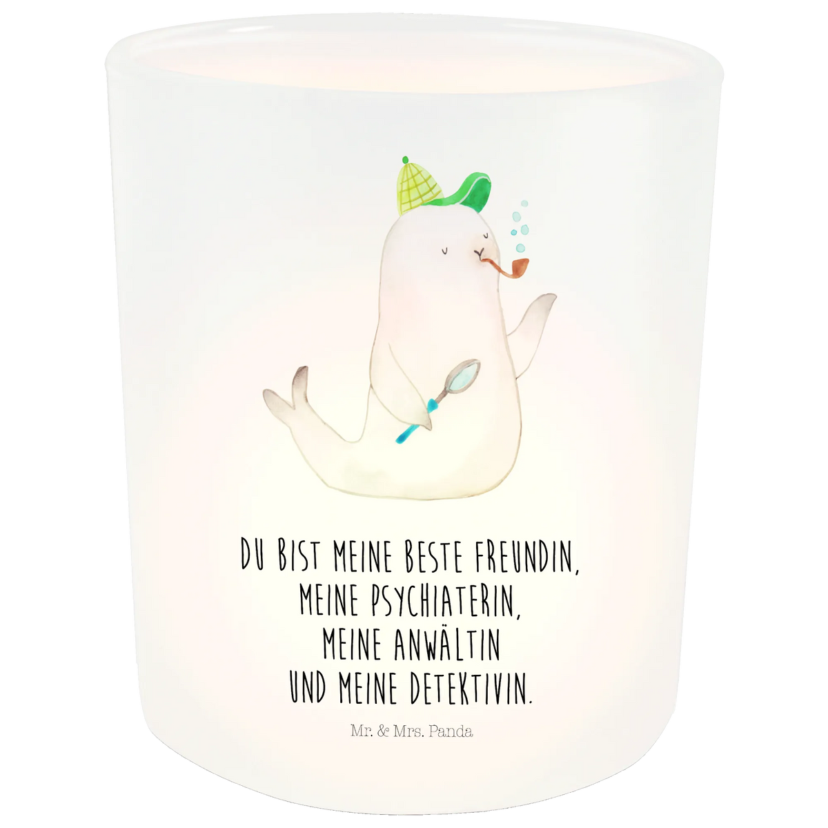 Personalised lantern seal sherlock small animals, cute, funny, cute animal motives, hand drawn, small world, funny sayings, good mood, happy, gifts, gift ideas, special gifts, animal lover, card